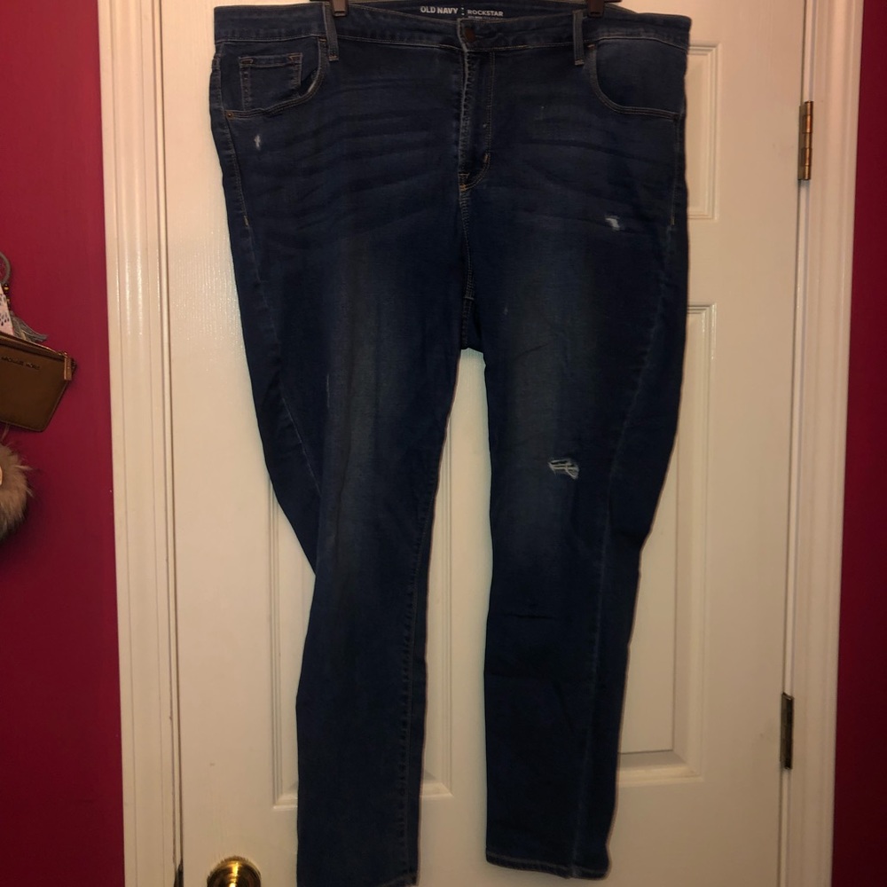 Old navy rock star dark wash ripped jegging